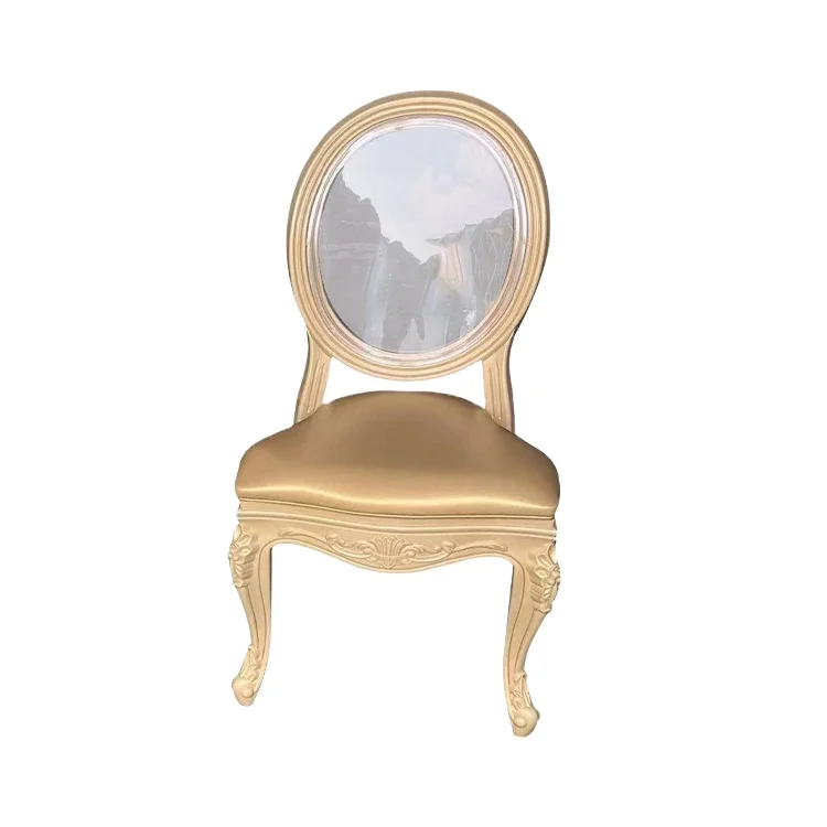 Customized Stacked Hotel Banquet Transparent Round Back Chair Activity Gold Louis Ghost Resin Chair