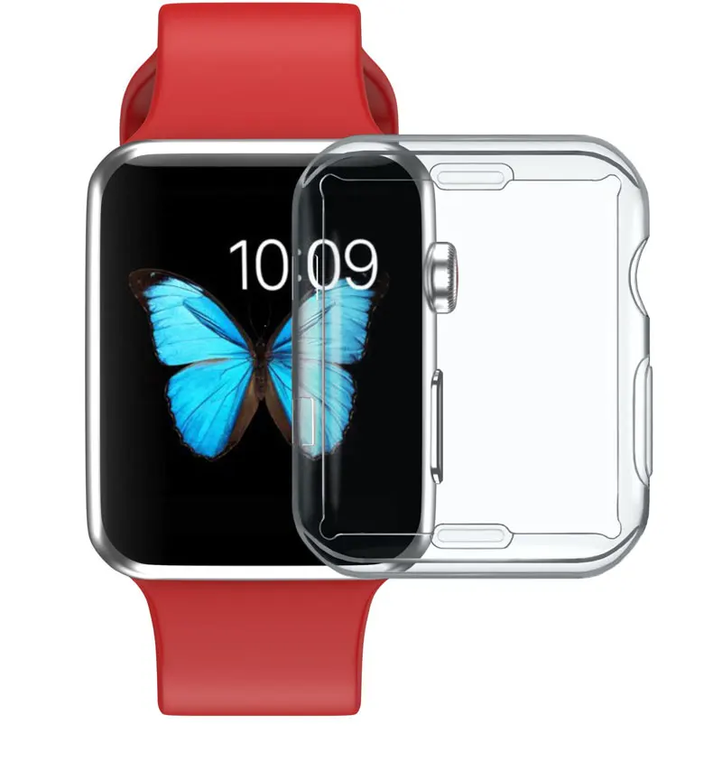 Soft cover case For Apple Watch band apple watch 5 4 3 band 42mm/38mm/44mm 40mm iwatch band All-around Ultra-thin Clear frame