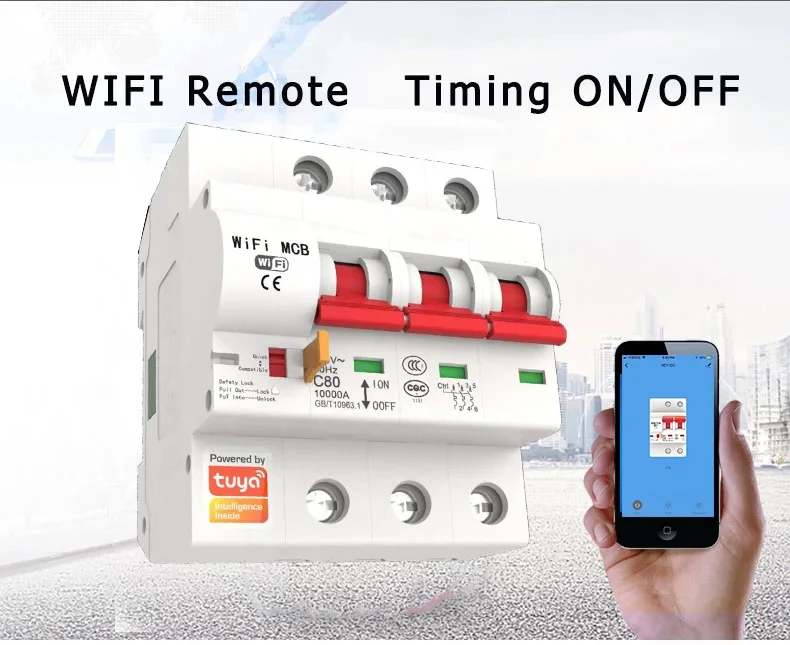 Tuya Smart 3P 16A-125A Remote Control WiFi Circuit Breaker/smart Switch/ Intelligent Automatic Recloser Alexa Google Compatible