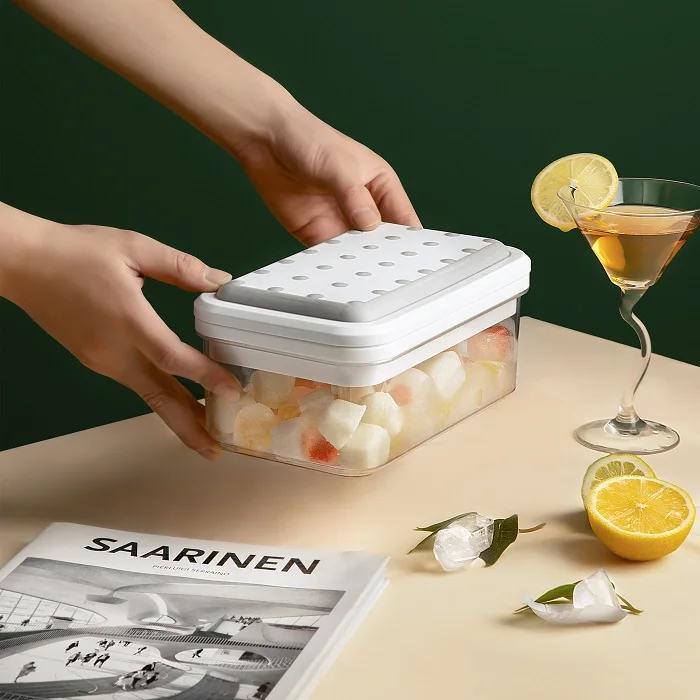 28 Grids round shaped ice cube molds,cube tray box Ice  with container box and shavel