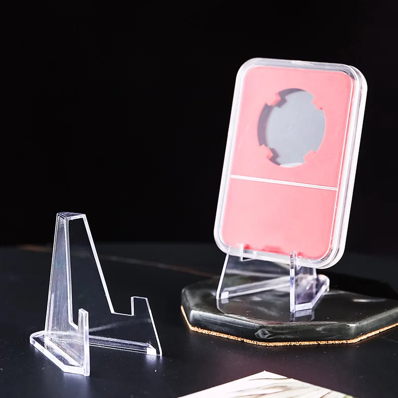 68mm*52mm Mini Clear Plastic Easel Stands Coin Display Easel Holder