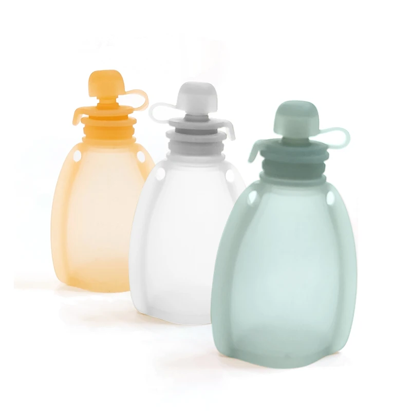 Bpa бесплатно многоразовые силиконовые детские пищевые пакеты многоразовые Squeeze контейнеры для хранения сумки с соломинки для малышей Дети без добавления бисфенола А