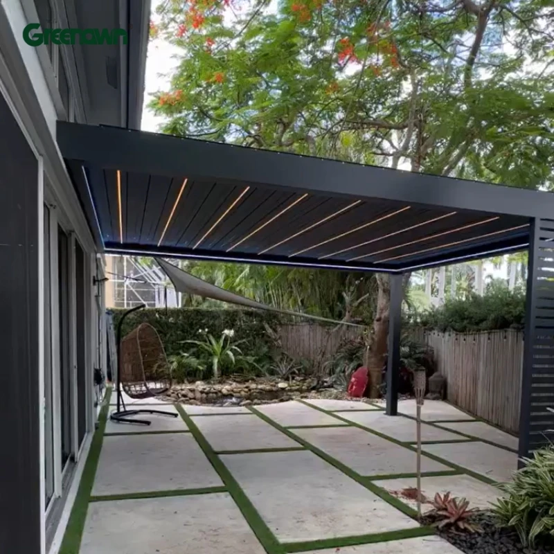 Pergola For Garden Bioclimatic Aluminium Modern Waterproof Automatic Motorized Rolling Roof System