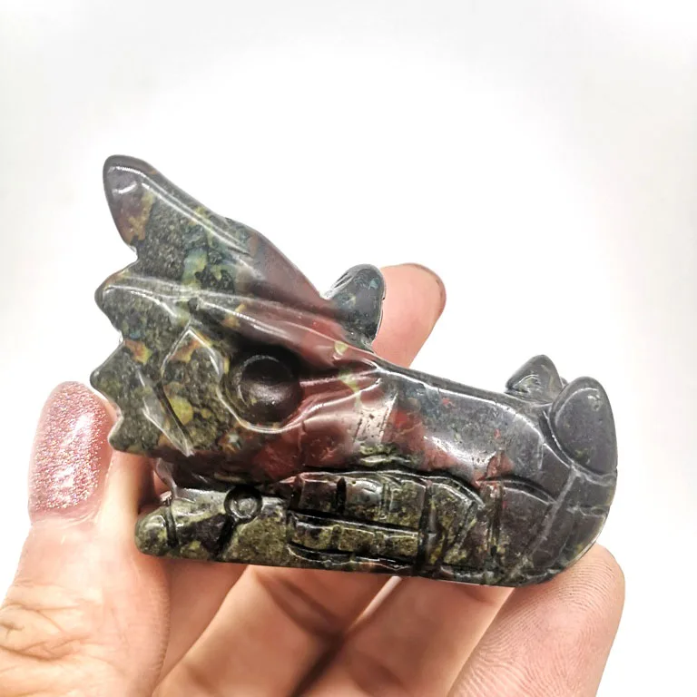 Mess Sale Natural Gemstone Crystal Carving Dragon Head White Crystal Crystal Craft