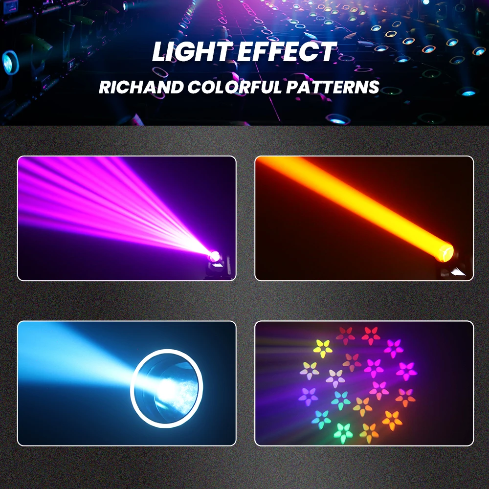 Luces Dj Profesional 200W Moving Head Lights 18Prism LED Beam Spot RGBW Luces Discoteca Rainbow Effect DMX Disco Stage Lights