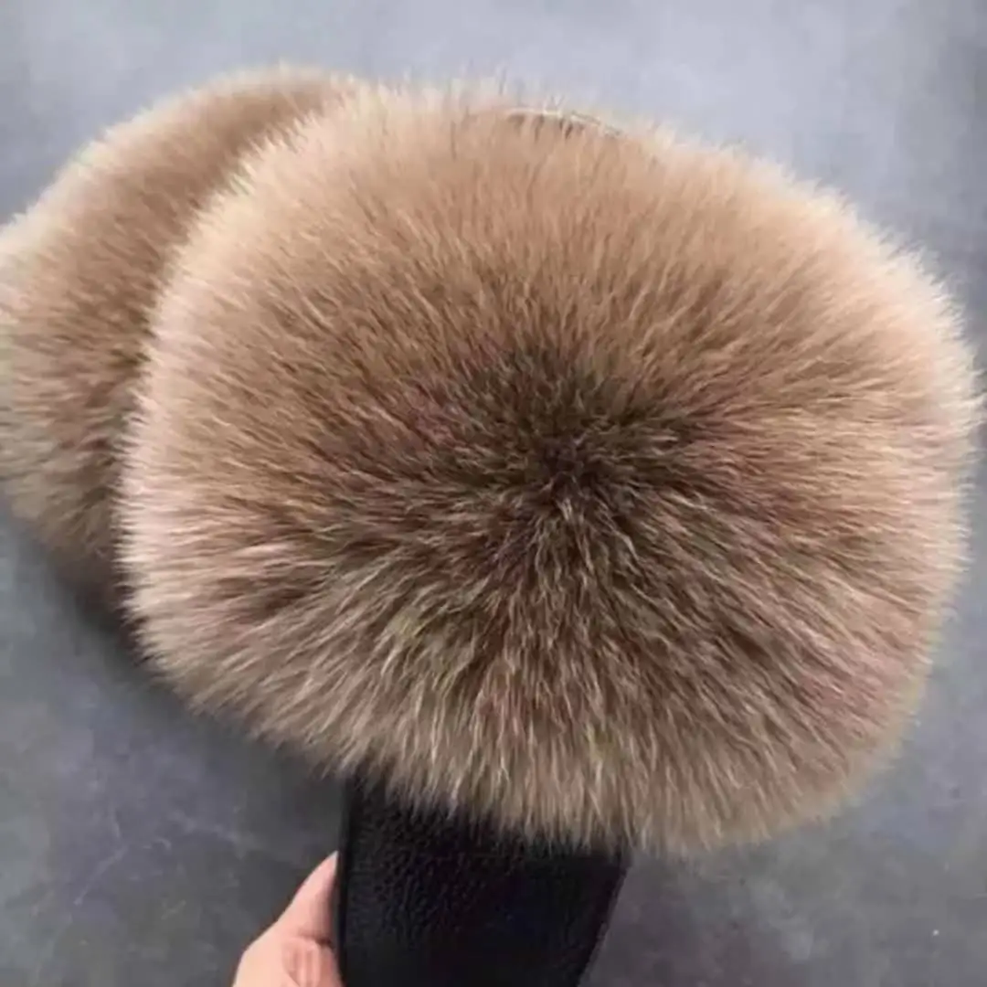 
Fashion designer warm fur sandal women sheep fur slides sheepskin winter slippers 