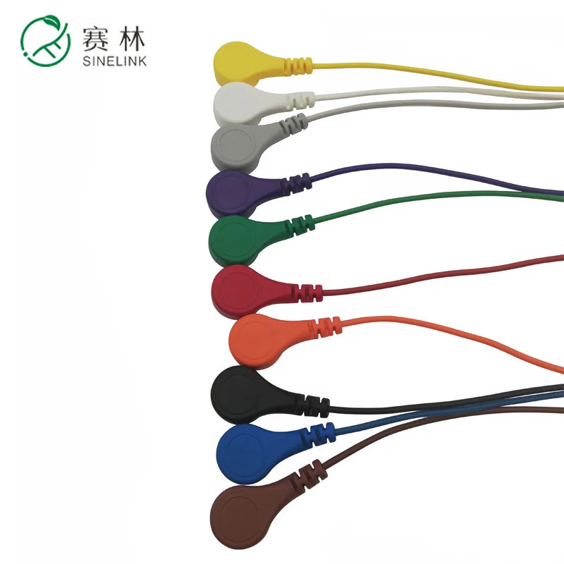 
Flexible medical snap button cable, 3/5/7/10 lead snap holter ECG EEG cable 