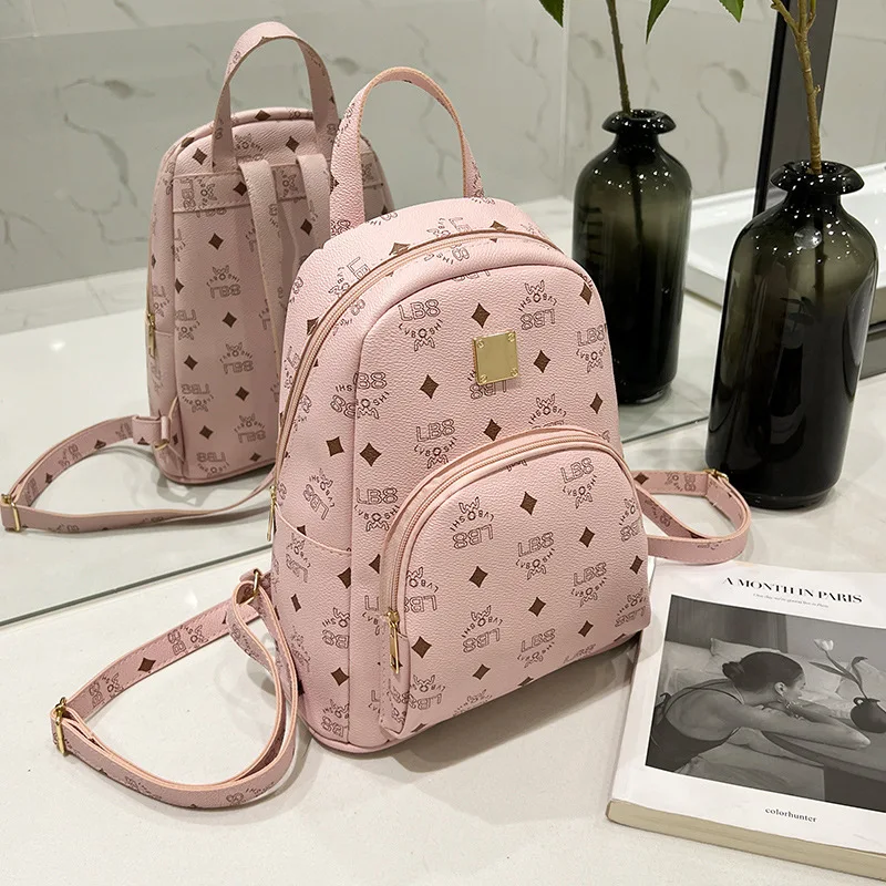 Women PU leather simple mini backpack for female designer backpacks famous brands with floral print