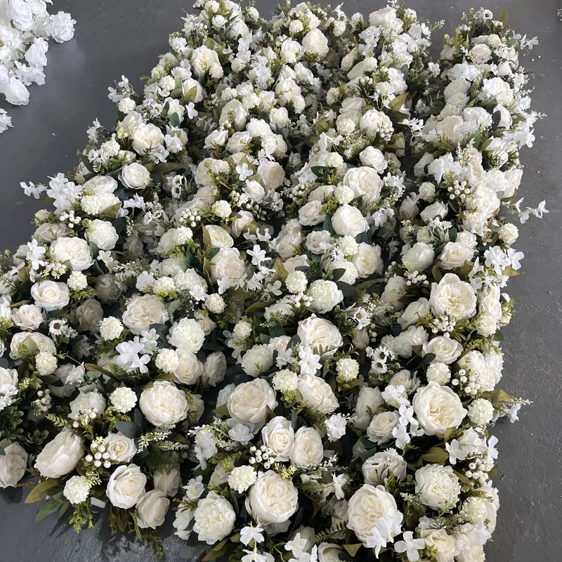 B-FR005 Wholesale artificial purple flower runner decoration silk flower runner wedding table artificial flower runner