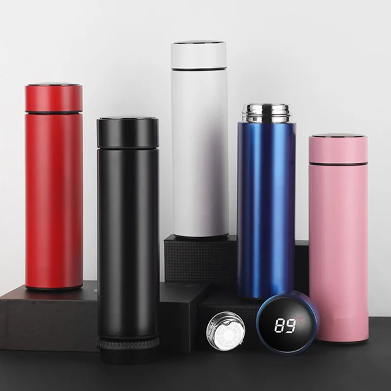 Factory Stock 500ml 304 Stainless Steel Led Display Smart Thermos Cup for Child Gift Straight Tumbler Bottle