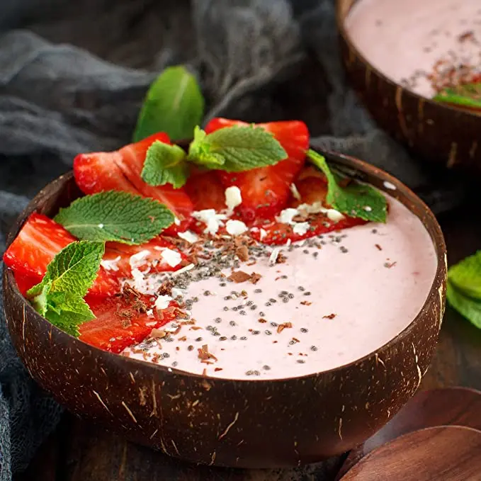 Old coconut shell bowl breakfast oatmeal bowl coconut shell tableware sugar water light food container
