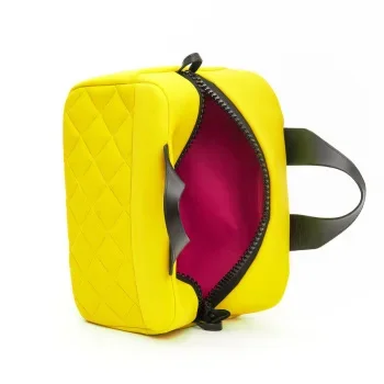 Fashion designer yellow solid color high-quality chloroprene rubber handbag placement card bag space handbag