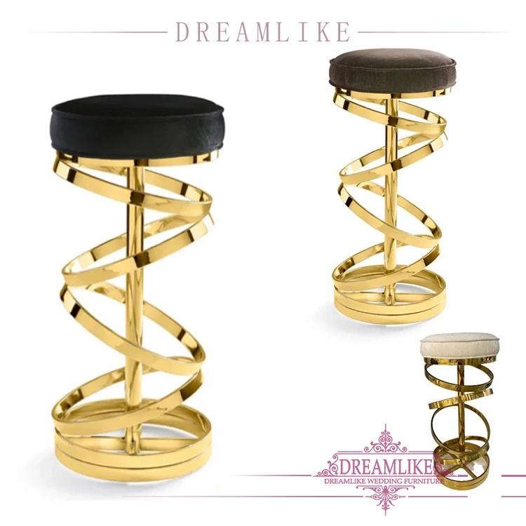 Luxury Modern Home Bar Metal Legs Kitchen fabric Bar Chair Barstool Counter Height Bar Stool