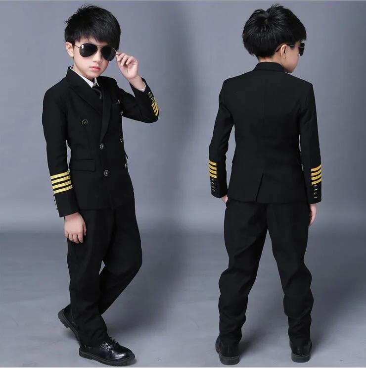 Design Cosplay Kids Airline Pilot Uniform For Performance Pilot Uniform Suit For Kids