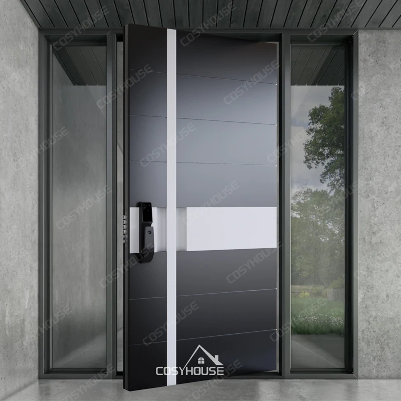 Foshan anti-theft entrance doors residential aluminium doors for home portas para casas alumnio security front entrance doors