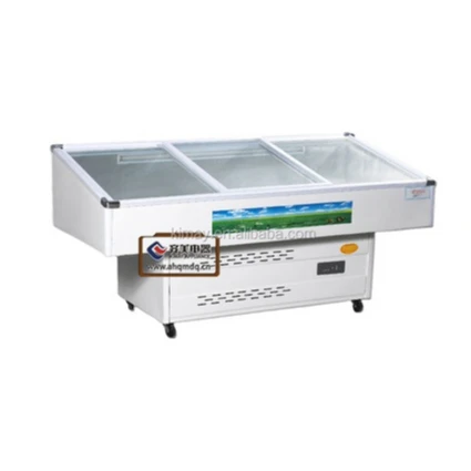 
 island type fresh keeping Refrigeration Showcase for frozen food, ice cream, sea foods (with a slope)  