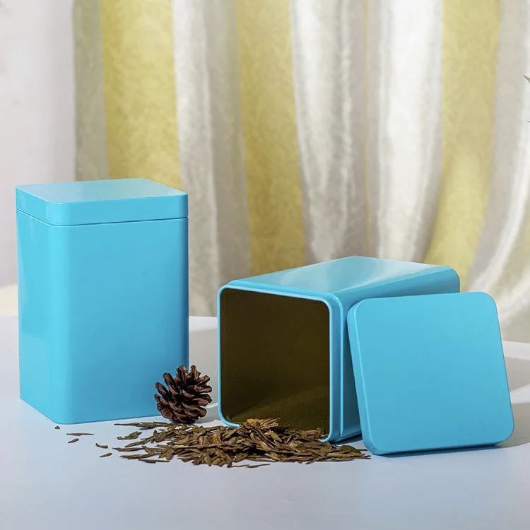 Luxury Airtight 95mm Food Grade Canister Airtight Coffee Bean Storage Square Tea Tin