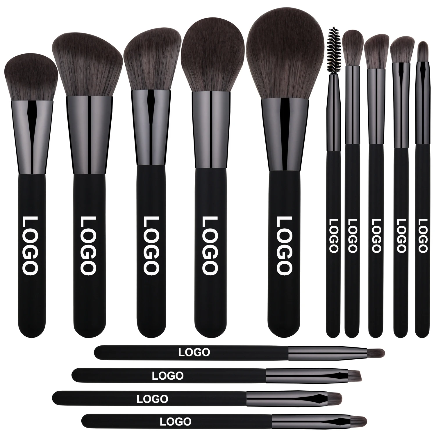 14 Pcs Professional Private Label Make Up Brushes Kit Cosmetic Custom Logo Makeup Brush Set Black