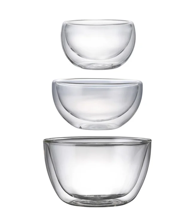 Wholesale Cheap Round Glass Salad Bowl Clear Kitchen Borosilicate Double Wall Fruit Glass Bowls