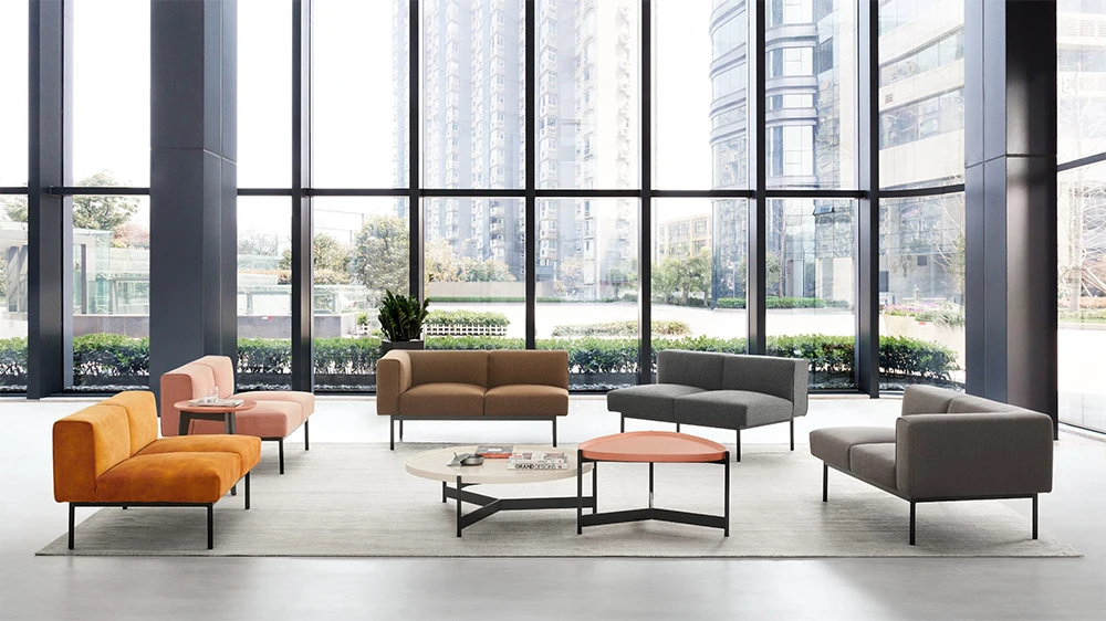 
Dark Grey Office Furniture Reception Office Sofa 2 Seater Fabric Sofa 