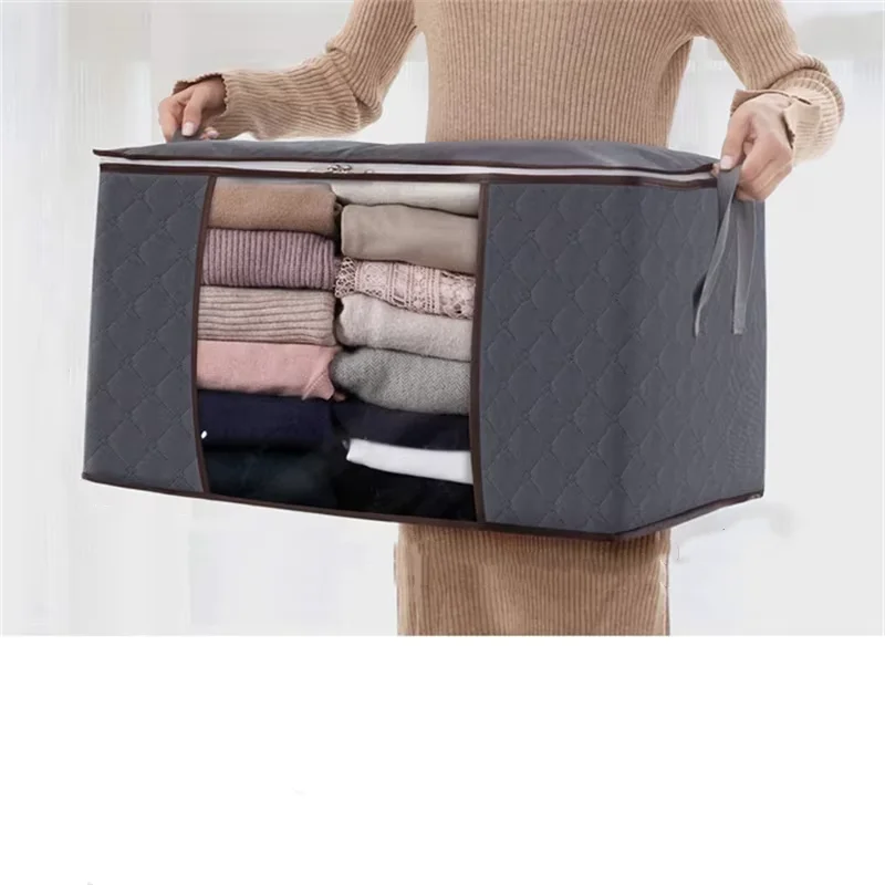 High Grade Space Saving Household Clothes Comforter Packaging Bag Non Woven Quilt Blanket Bag Carry Bags For Clothes Store