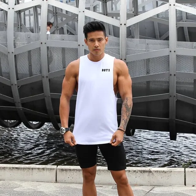 custom private label gym fitness & yoga wear quick drying white men vest