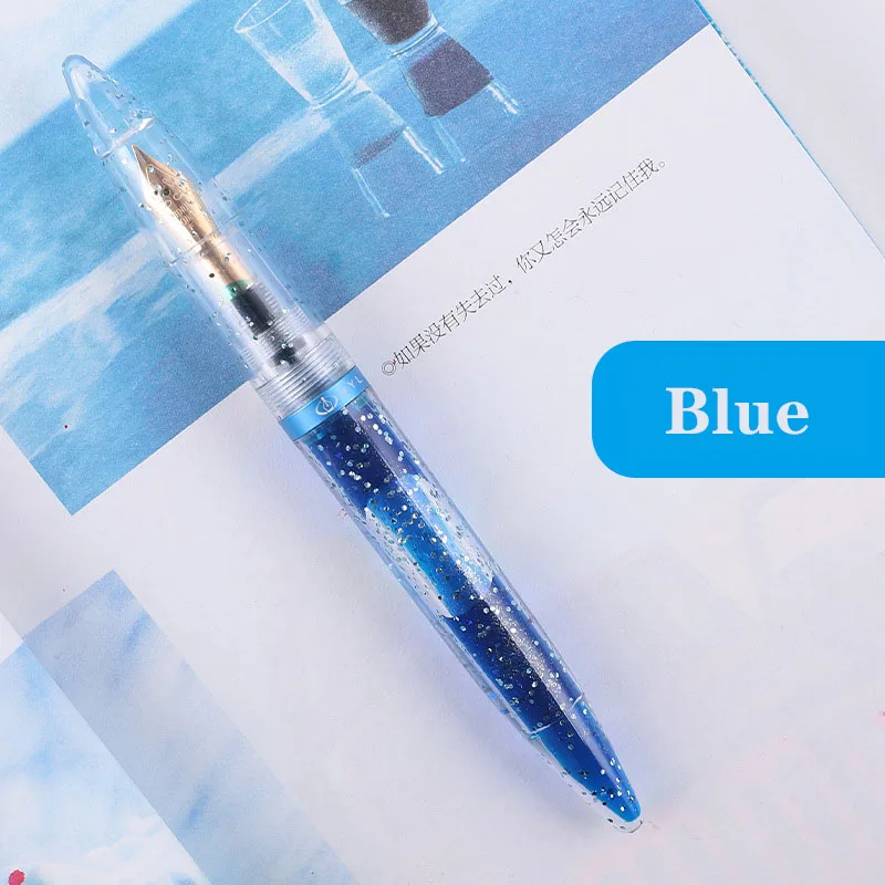 
Extra-fine transparent demonstration color ink fountain pen, large-capacity drip type acrylic pen barrel ink storage fountain pe 