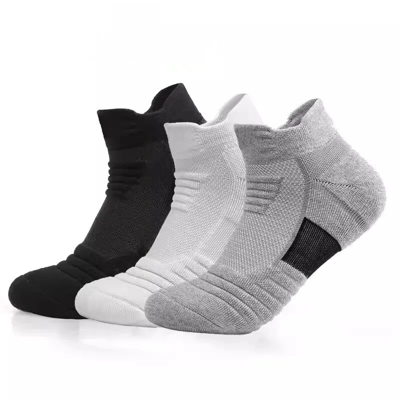 Customize Wholesale Summer Logo Brand Athletic Cushioned Solid Color Low Cut Cotton Men White Ankle Socks, Moisture Wick Socks