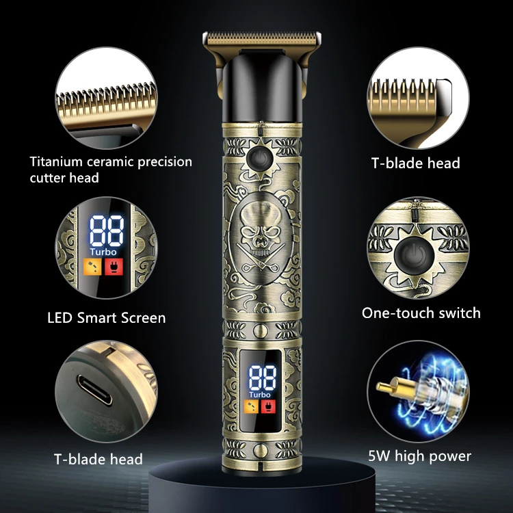 USB Rechargeable T9 Baldheaded Electric hair trimmer Cordless Shaver Trimmer 0mm Men Barber Hair Cutting Machine