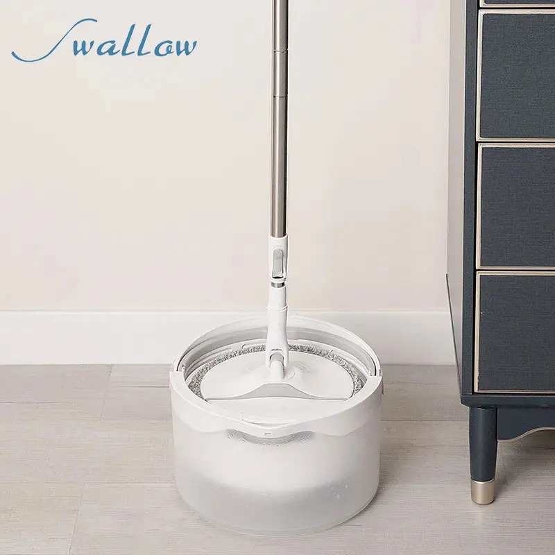Easy floor cleaning mop bucket with rotary spin mop