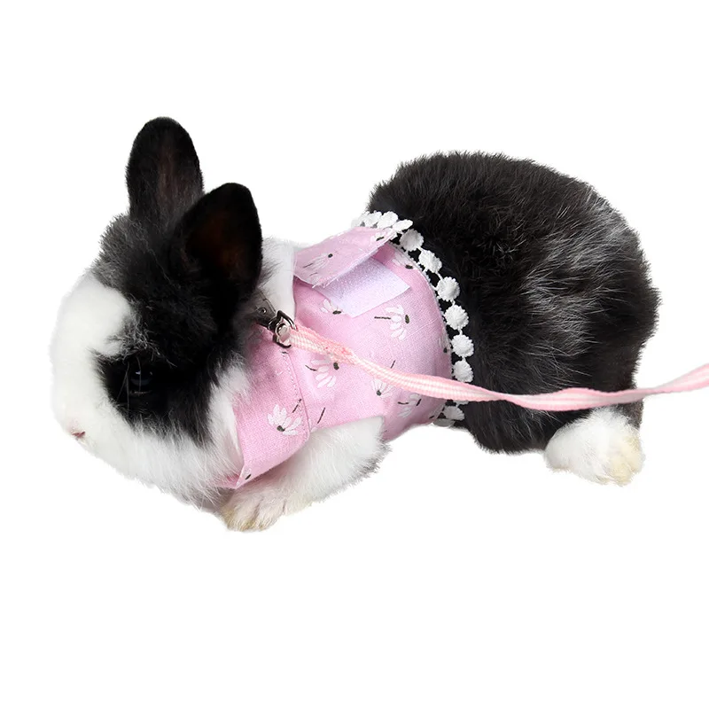 Wholesale Pet Dutch pigs Traction Rope Vest Style Breathable Little Pet Flower Shirt Strap Rope