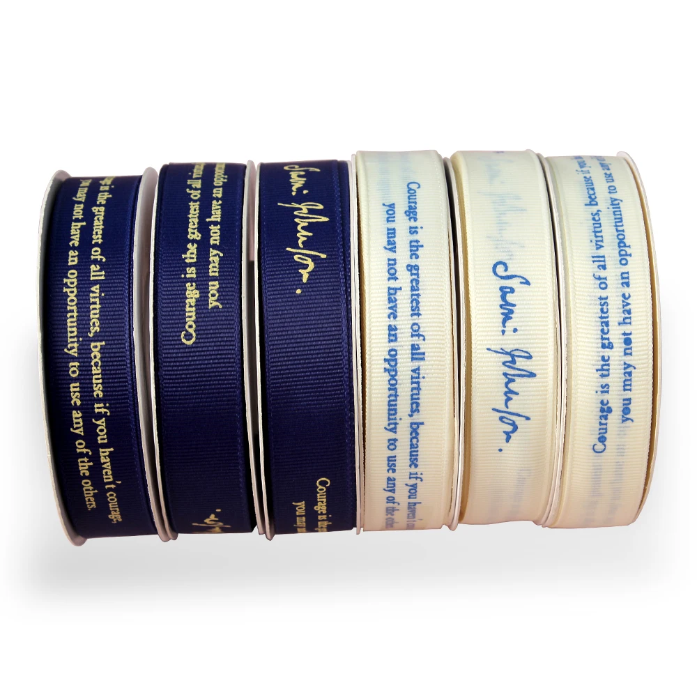 gift packaging decoration ribbon custom logo printed ribbon 1 inch  gift  with colors grosgrain satin ribbon