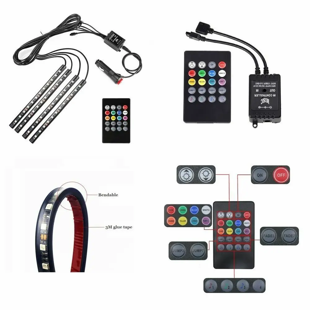 RGB Smart Control Led Strip Light Set Car Accessories Interior Decorative Atmosphere Light Led Strip Light