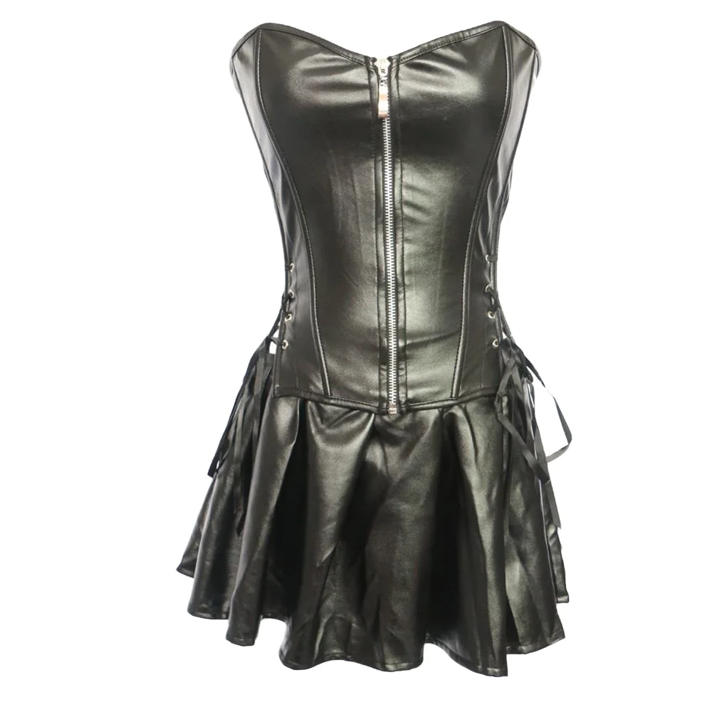leather bdsm  fetish ladies corset dress