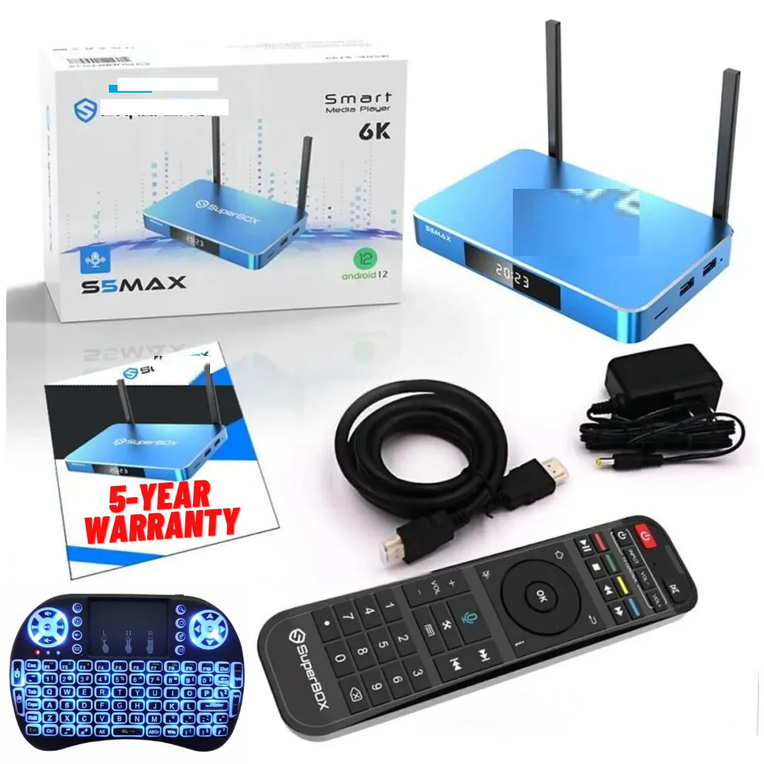 ORIGINAL SuperBoxs S5 MAX Media Player W/ Bluetooth Voice Command Remote