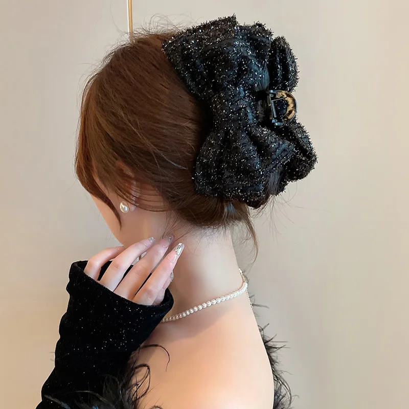 wholesale Double Sided  Clasp Claw girls red bow Shark Clip Girl Hair Accessories