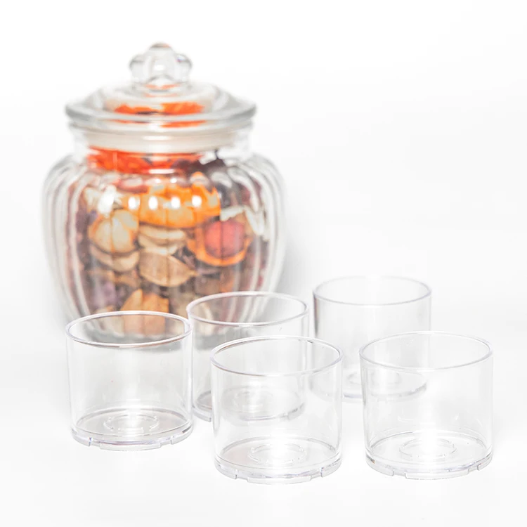 environmental protection round plastic PC plastic tea light candle holder wholesale empty candle jars