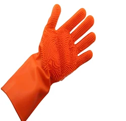 Kitchen Cleaning Accessories Dishwashing Cleaning Gloves Silicone Rubber Exfoliating Shower Shampoo Silicone Dish Washing Gloves