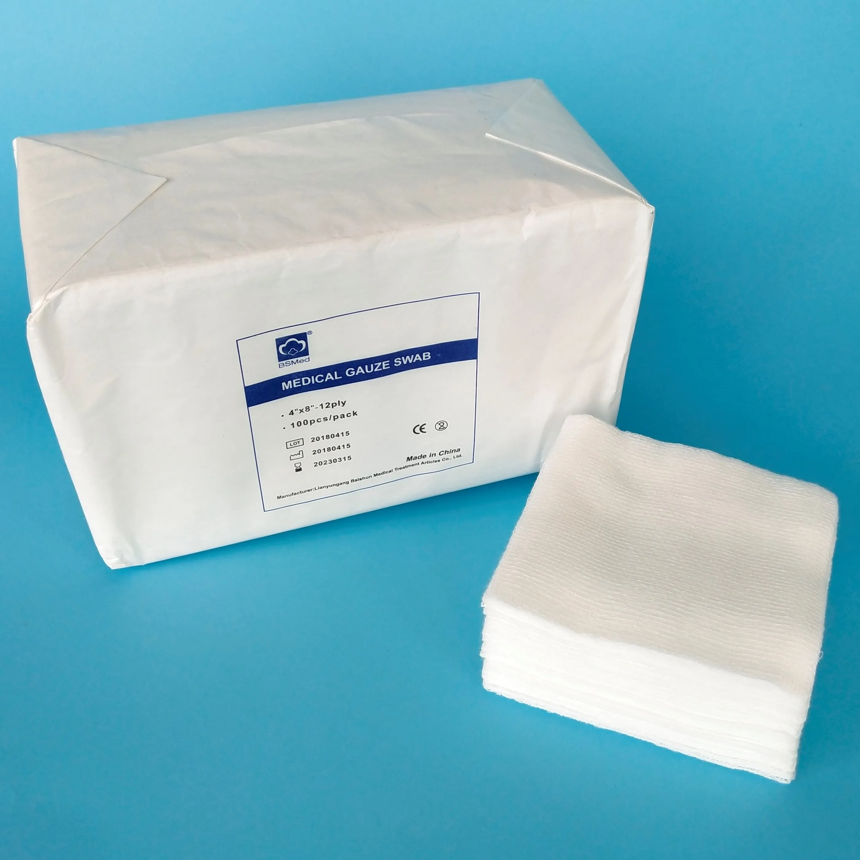 High quality 100% natural cotton Medical Absorbent sterile or non sterile gauze swabs