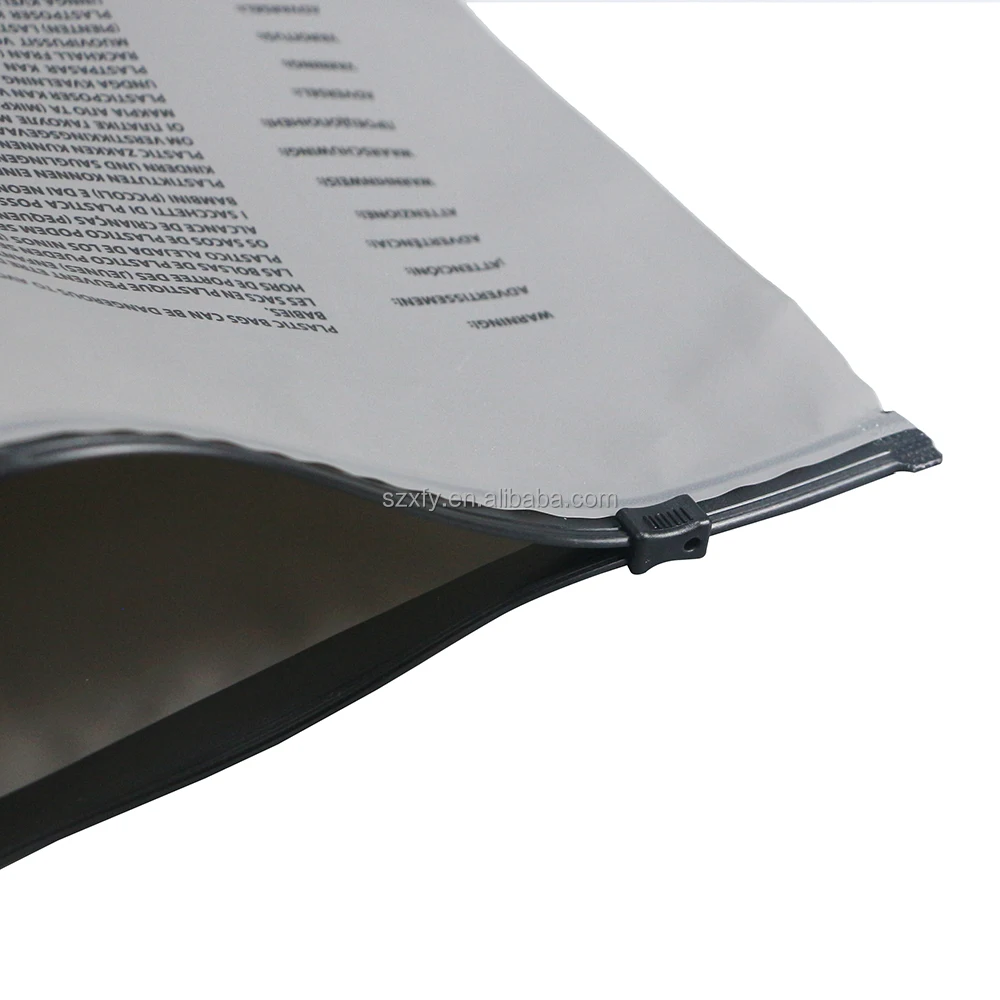 Waterproof Cloth Zipper Bags Mylar Bag Reclosable Frosted Zip Lock Bag Custom Printed Clothes Plastic Packaging Big Pillow Black