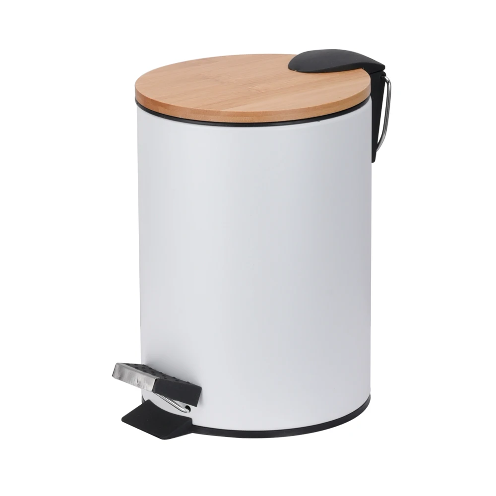 Бамбуковая деревянная мусорная корзина с педалью 3 л 5 функцией мягкого закрытия для ванной комнаты