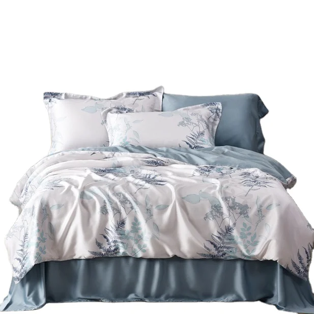 Luxury 100% tencel bedding set newest floral patterns bedsheet set lenzing brand lyocell duvet cover set