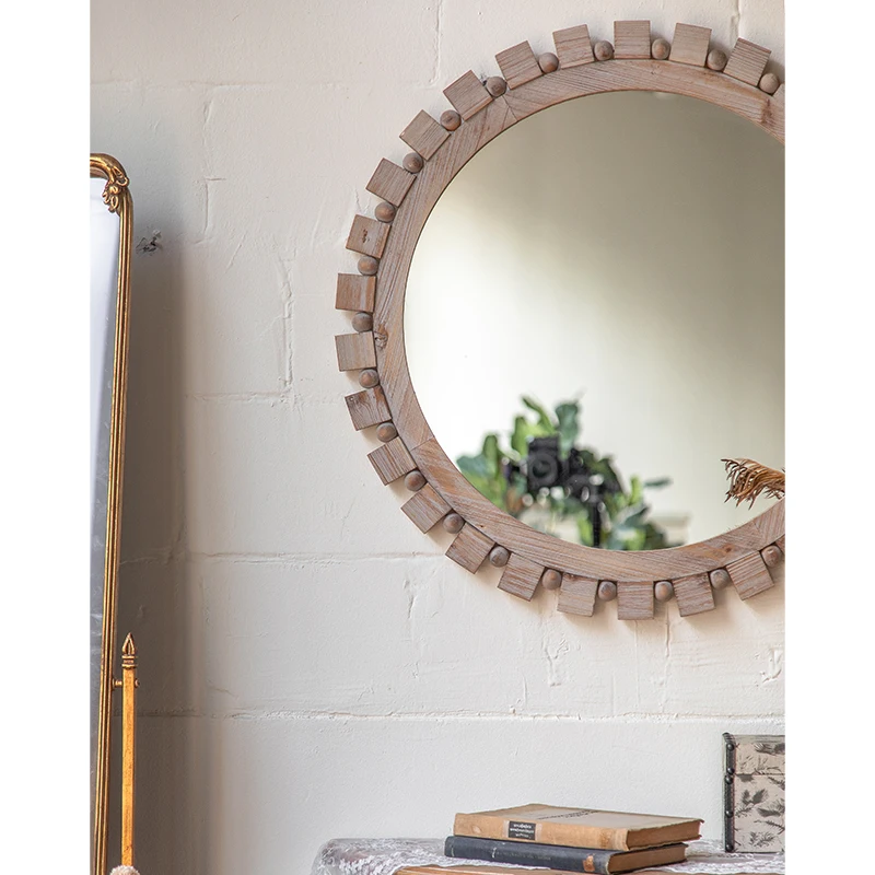 antique wood frame mirror nordic retro simple decorative mirror bedroom dressing wall mirrors home decor