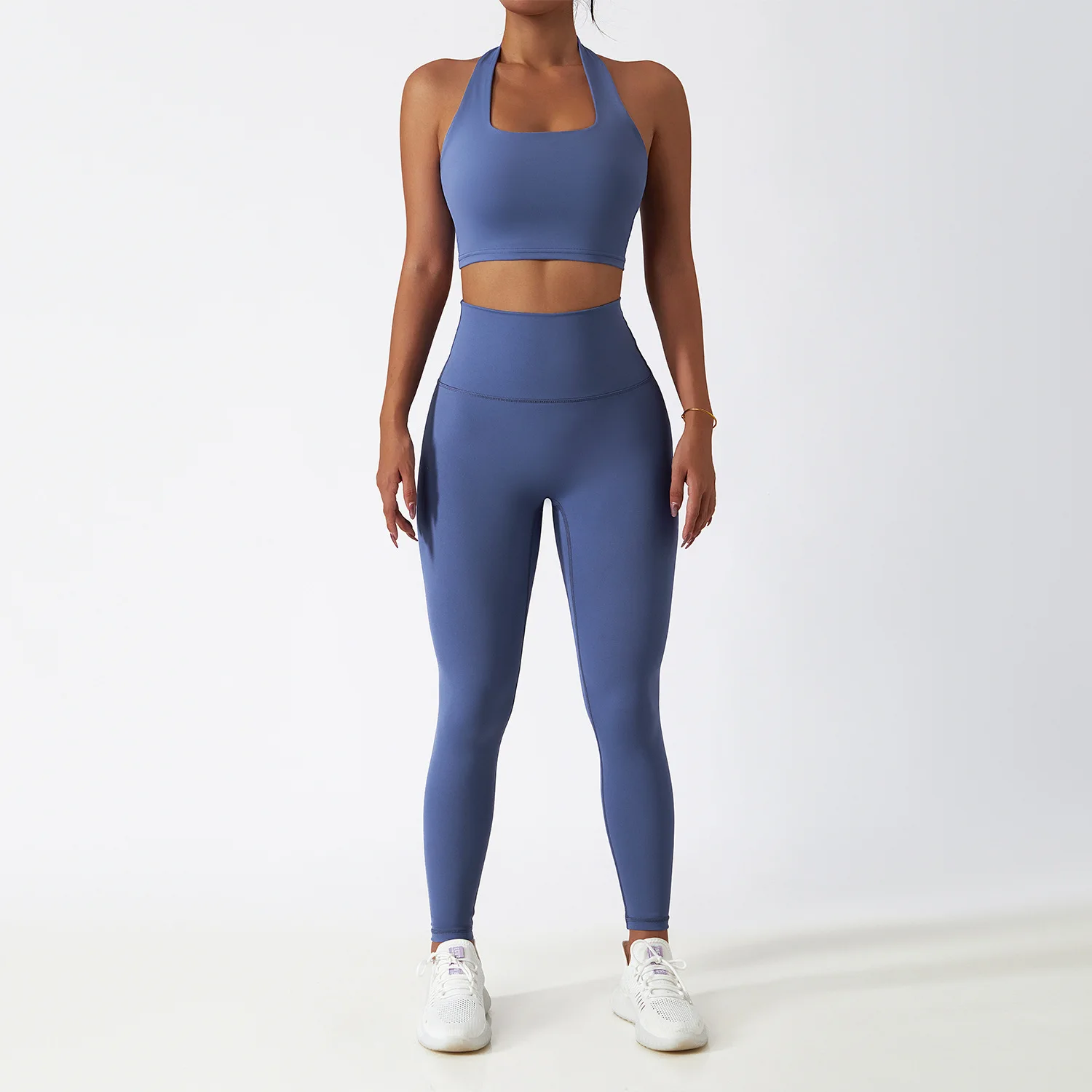 Women Sexy Halter Sports Bra Long Sleeve Yoga Jacket Workout Clothing Gym Fitness Sets