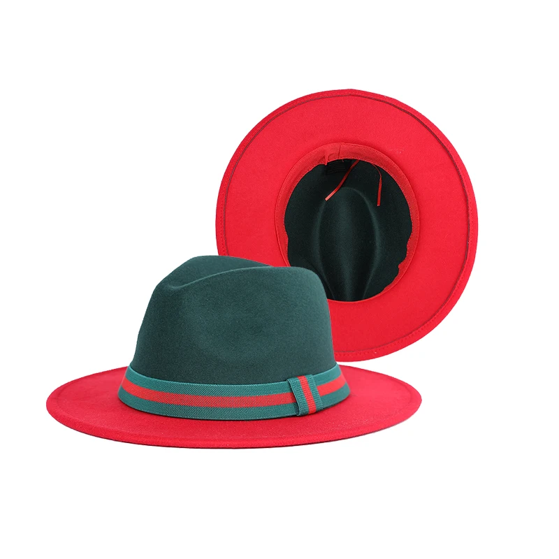 Оптовая продажа 2021 новые зеленые и розовые Лоскутные шляпы Fedora дизайнерские Роскошные широкие поля Панама Джаз женские шляпы Fedora