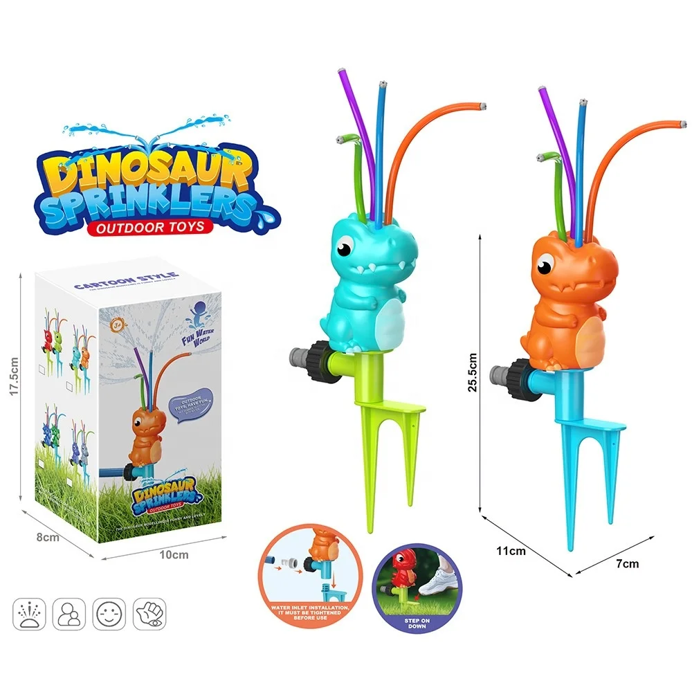 Summer Outdoor Kids Water Spraying Toy  Funny Cartoon Dinosaur Lawn Rotary Water Sprinkler Toy for Garden