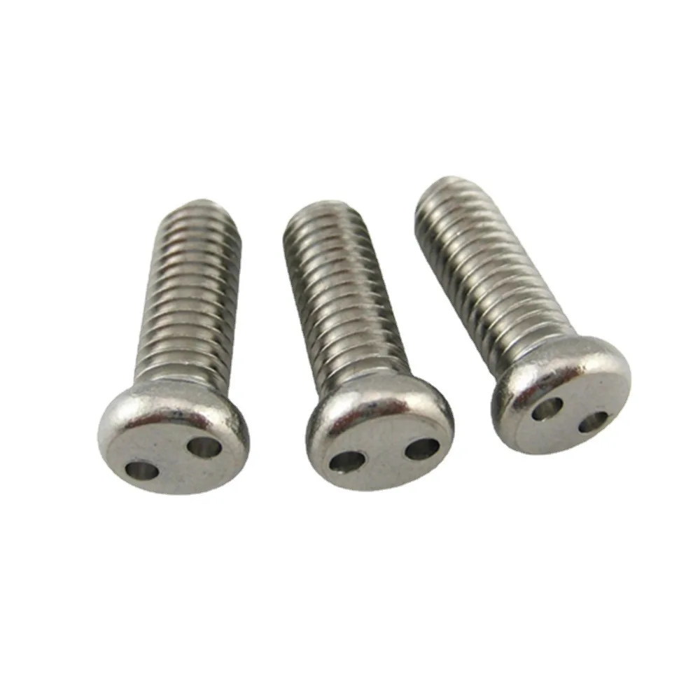 stainless steel security pan head machine screw with two holes