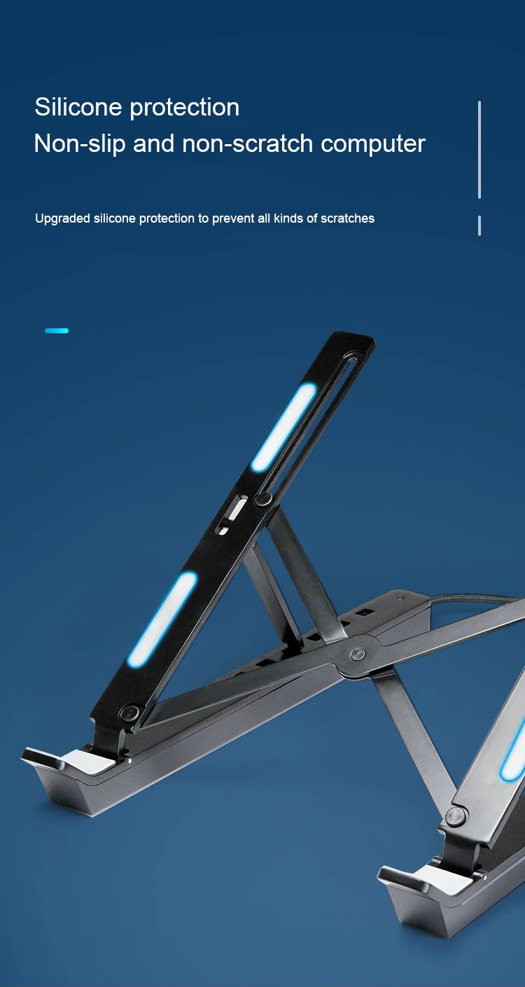 Great Roc Custom logo aluminium alloy laptop stand with usb hub 9 modes RGB Laptop Stand for Desk with 3 Port USB 2.0 Hub