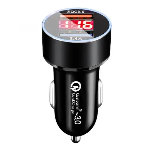 
Светодиодный дисплей вертикальный прикуривателя устройство работающее от прикуривателя с 2 портами USB QC3.0 2.4A быстрой зарядки Авто Автомобильное USB зарядное устройство для мобильного телефона 