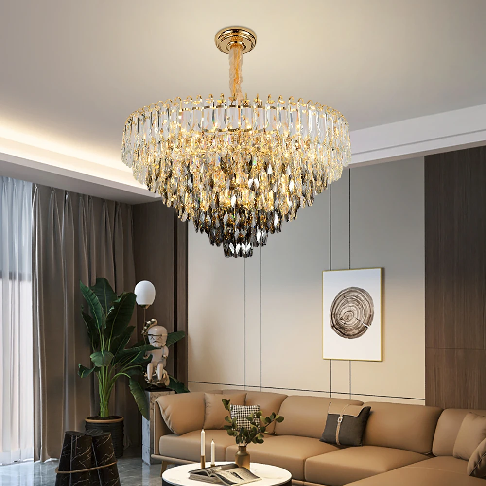 Wholesale hotel wedding decorate living room large gold big pendant ceiling home modern luxury crystal hanging light chandelier